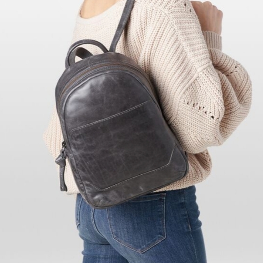 NWT FRYE MELISSA  LEATHER MEDIUM BACKPACK CARBON